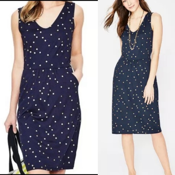 Boden Dresses & Skirts - Pretty Boden Melinda sleeveless Dress in Navy with gold polka dots women size 6R